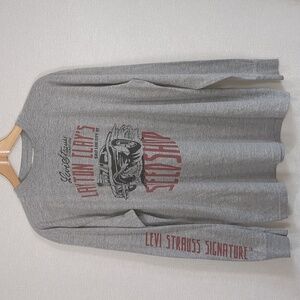 Vintage Levi's Men's Long Sleeve T Shirt Size Large Gray Speed Shop Graphic